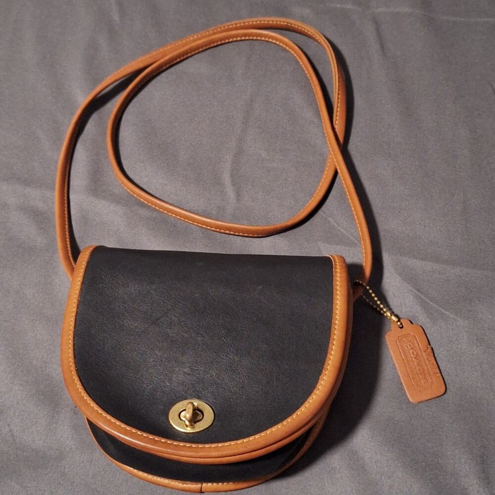 Vintage Coach Spectator Mini Bag Black Tan Leather Crossbody 6825 Made in USA
